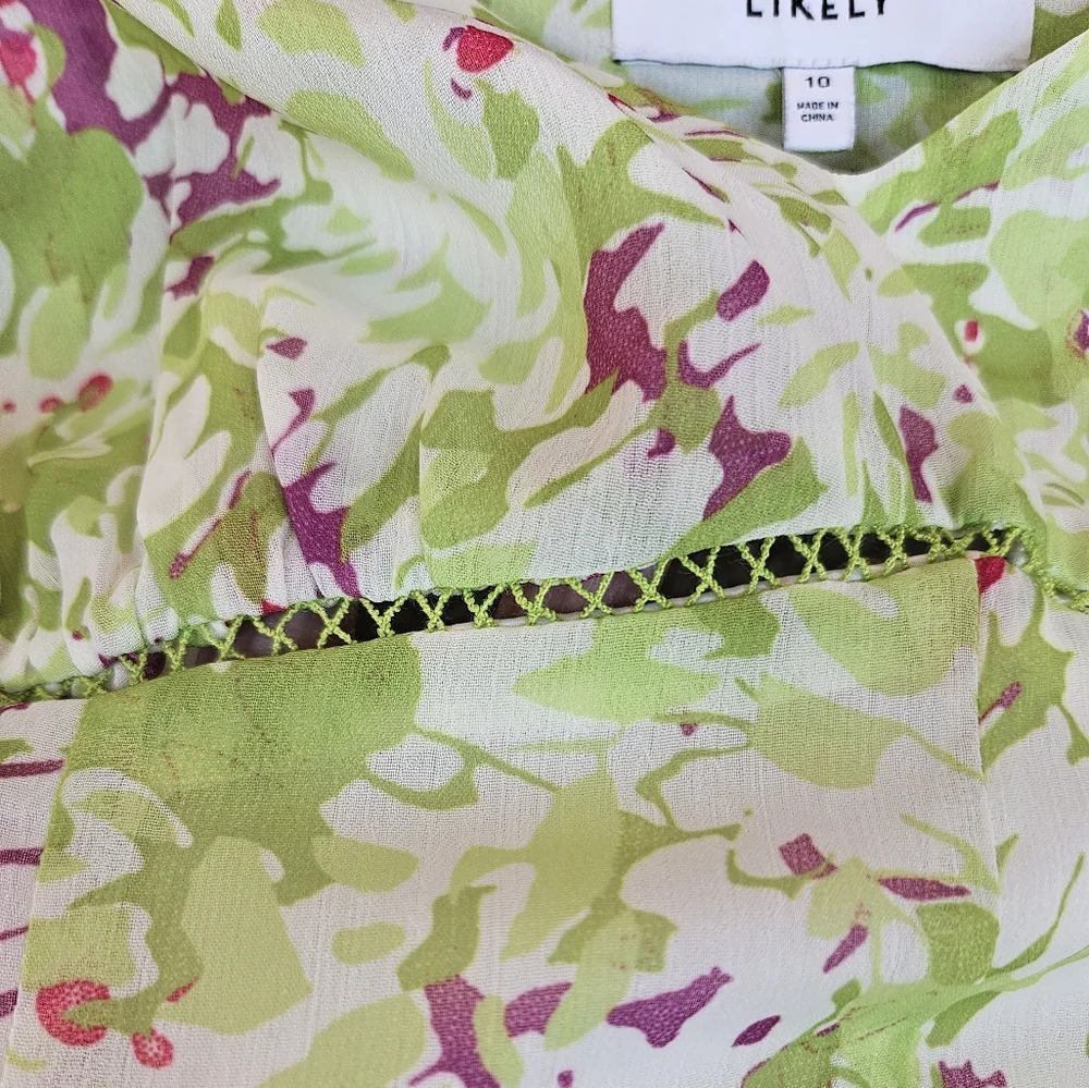 Likely Womens Gavina Green Pink White Mini Dress Sz 10 Date Night Summertime - Picture 7 of 12